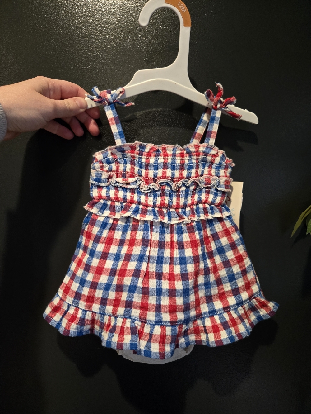 Red White Blue Plaid Baby Dress Newborn